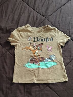 Disney Bambi Brown Graphic Kids Tee with Pastel Accents
